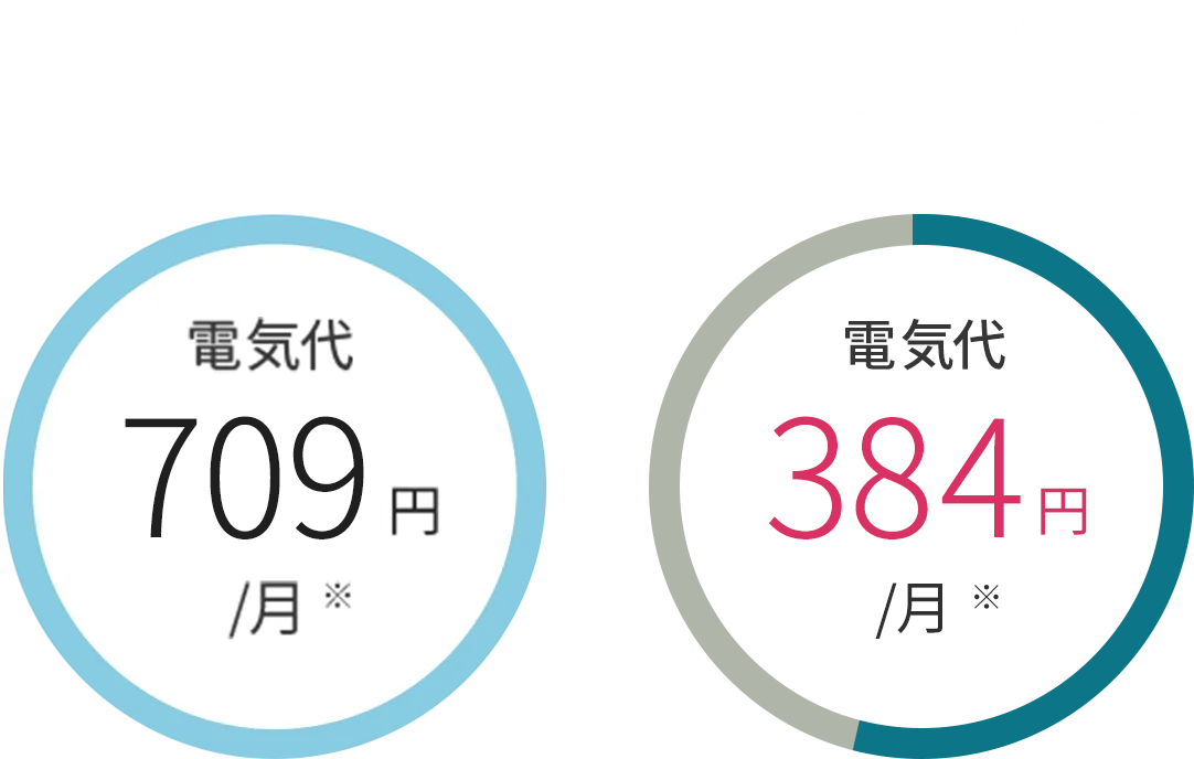 一般的な電気ポット 電気代709円/月※ Down smartプラスNext 電気代384円/月※